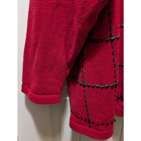 Vintage Lemon Grass Red Ugly Christmas Sweater Cardigan Womens 3X - Picture 3 of 13
